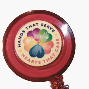 Retractable Reel Clip Lanyard Badge Holder Healthcare Hands Heal Hearts Care ID